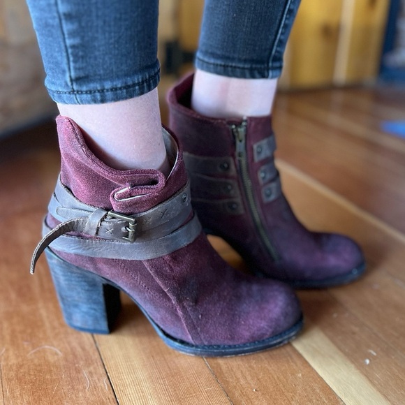 freebird Shoes - Freebird by Steven Womens Boots Size 8 Blaze Leather Red Wine Distressed Rare